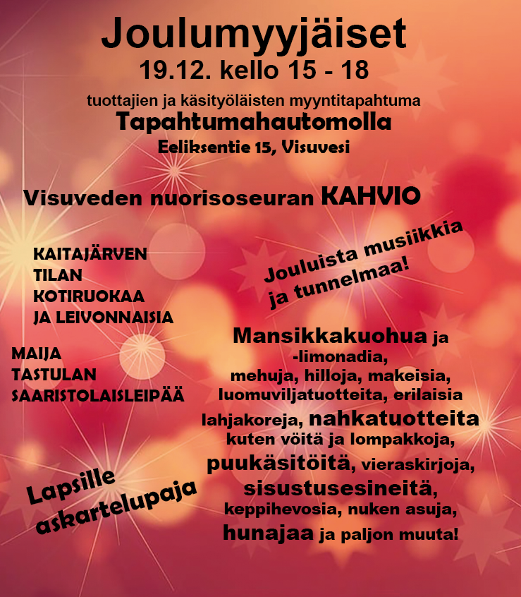 Joulumyyjäiset Tapahtumahautomolla 19.12.2025