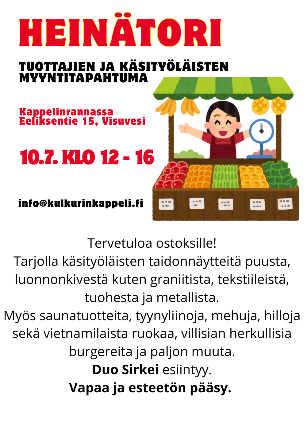 Heinätori 10.7.2026 klo 12 – 16